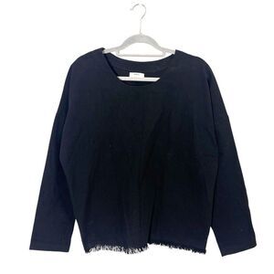 Mikoh Top Women’s M Black Minimalist Boxy Canvas Cotton Long Sleeve